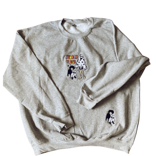 Spooky Vibes Embroidered Sweatshirts